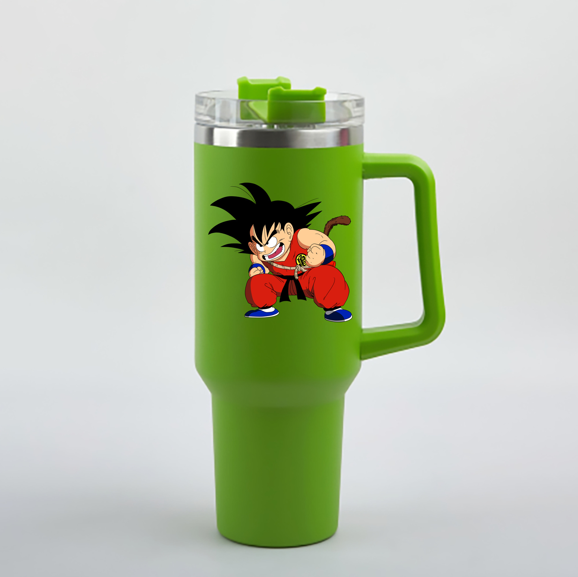 （画像用） ドラゴンボール 孫悟空（そん ごくう）Son Goku カカロット DRAGON BALL Kakarotto 1200mL車用タンブラー - クリスタルステッカー（プラスチックストロー付き）